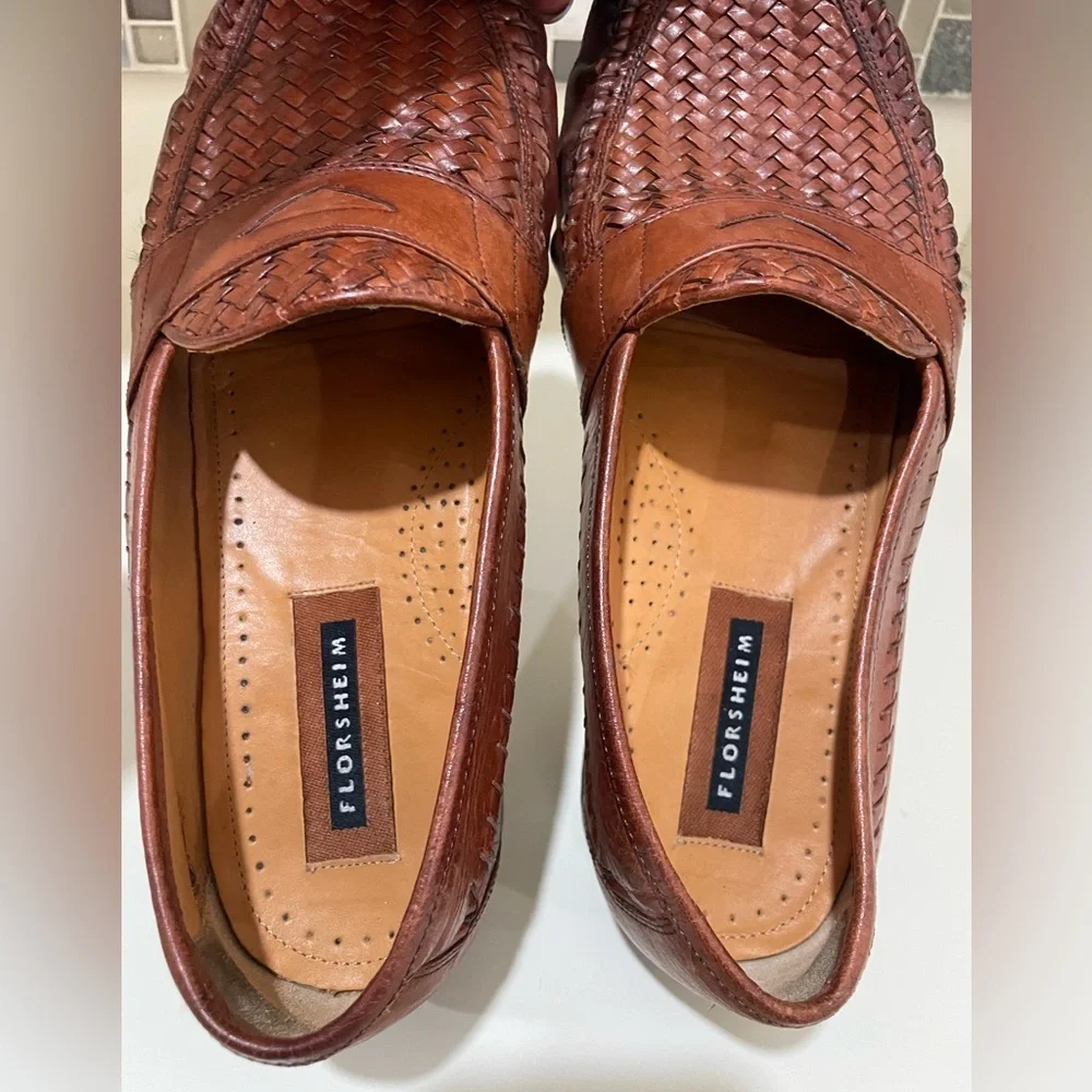 Florsheim Men's Woven Leather Loafers in Rich Brown